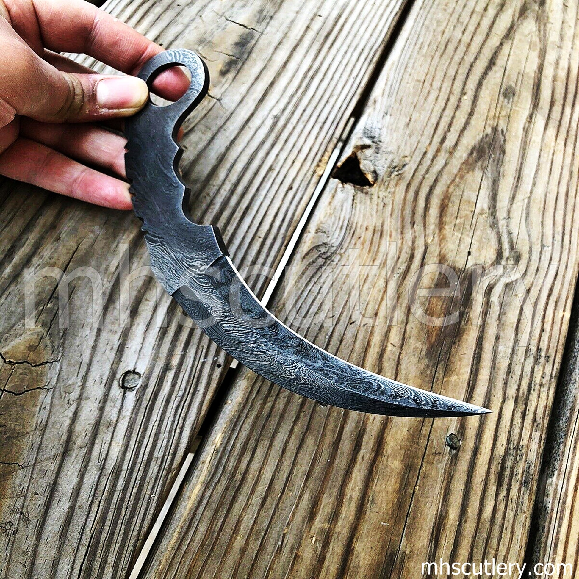 Custom Handmade Damascus Steel Karambit Blank Blade | mhscutlery