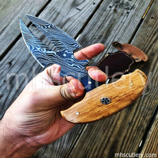 Handmade Damascus Steel Tactical Double Push Dagger | mhscutlery