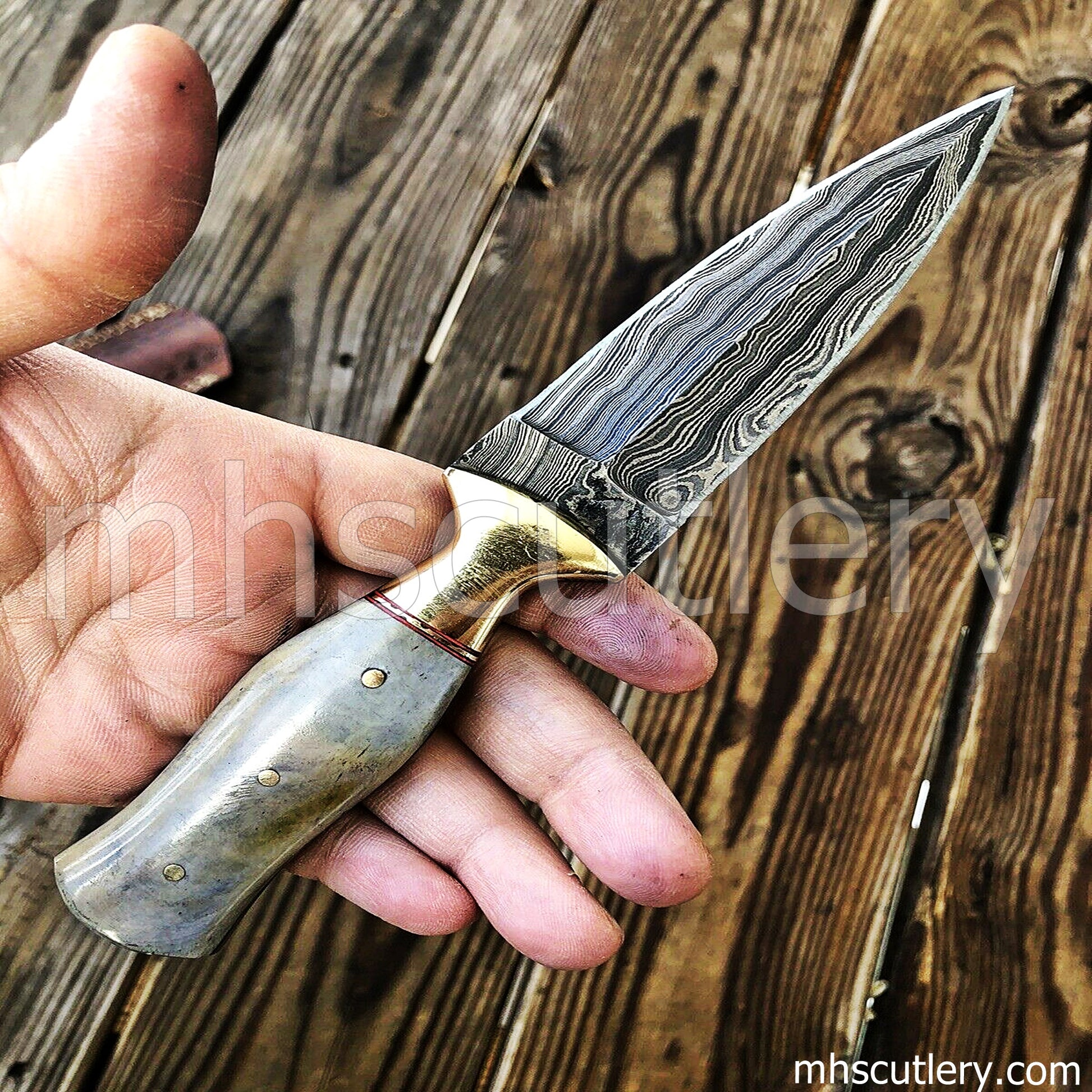 Custom Handmade Damascus Steel Boot Dagger | mhscutlery