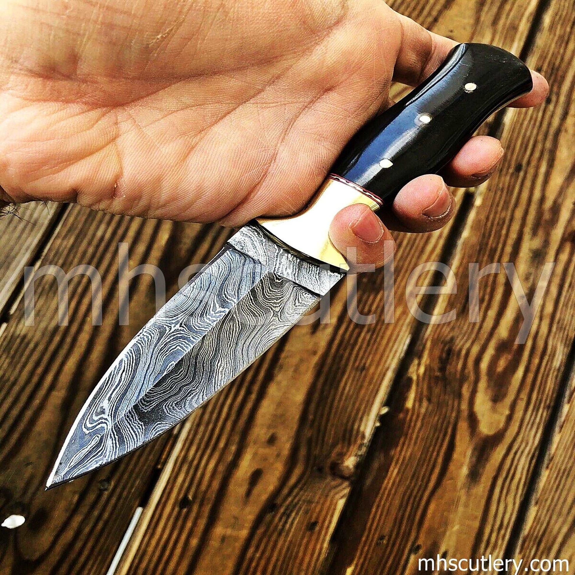 Custom Hand Forged Damascus Steel Boot Dagger | mhscutlery