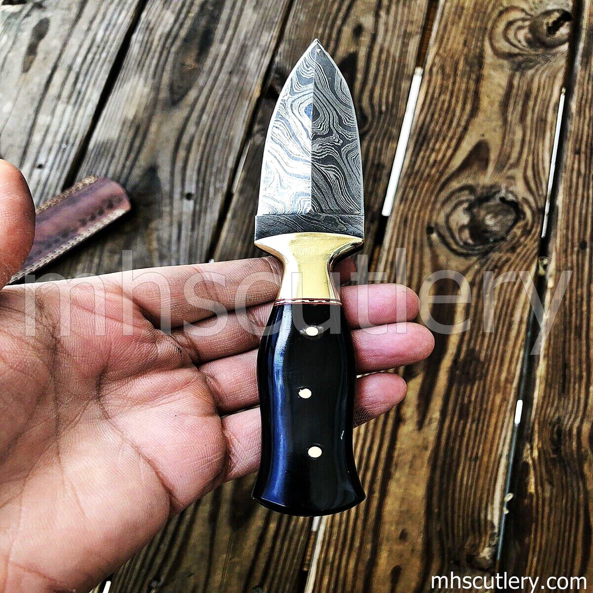 Custom Hand Forged Damascus Steel Boot Dagger | mhscutlery