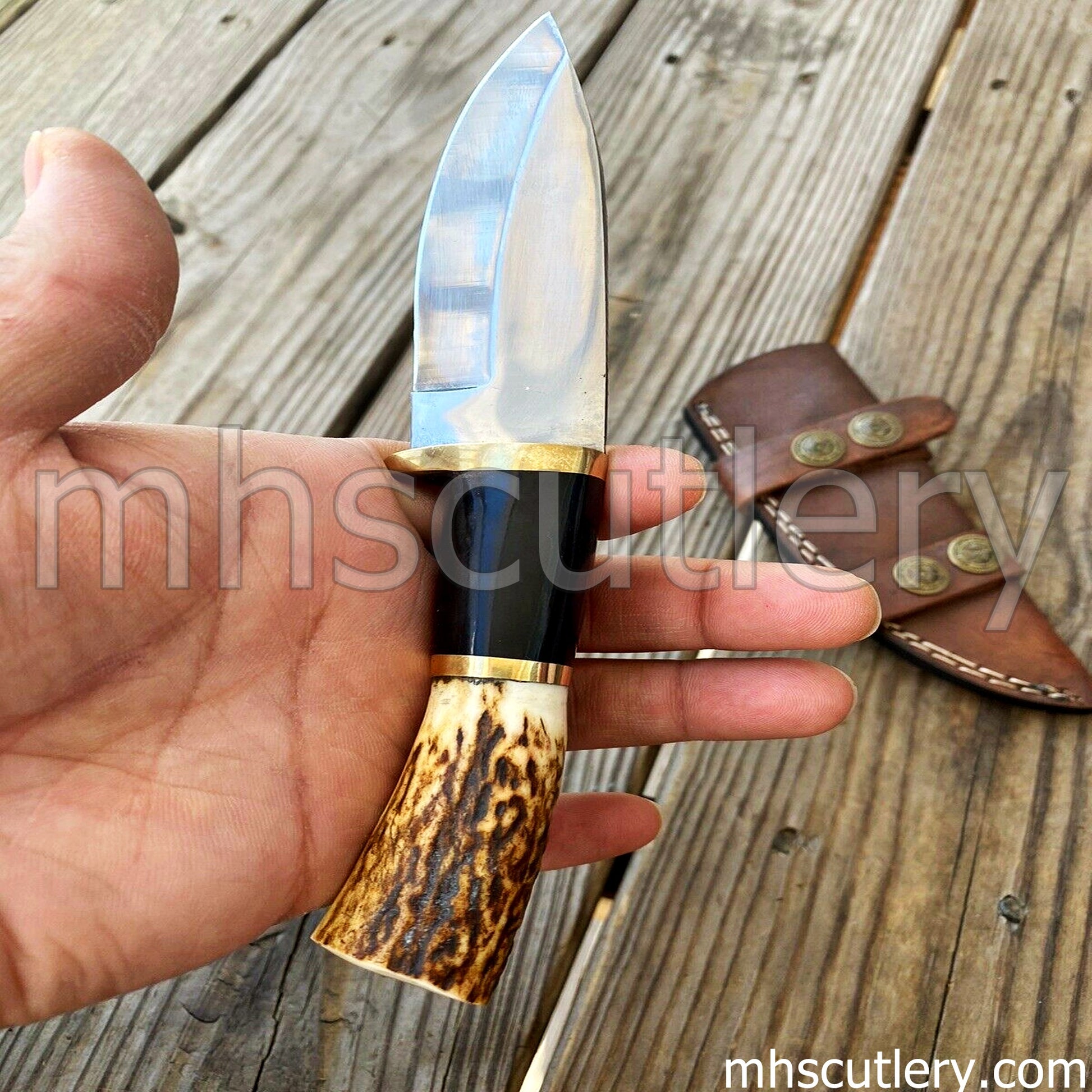 Hand Forged D2 Steel Hunting Knife / Antler Handle | mhscutlery