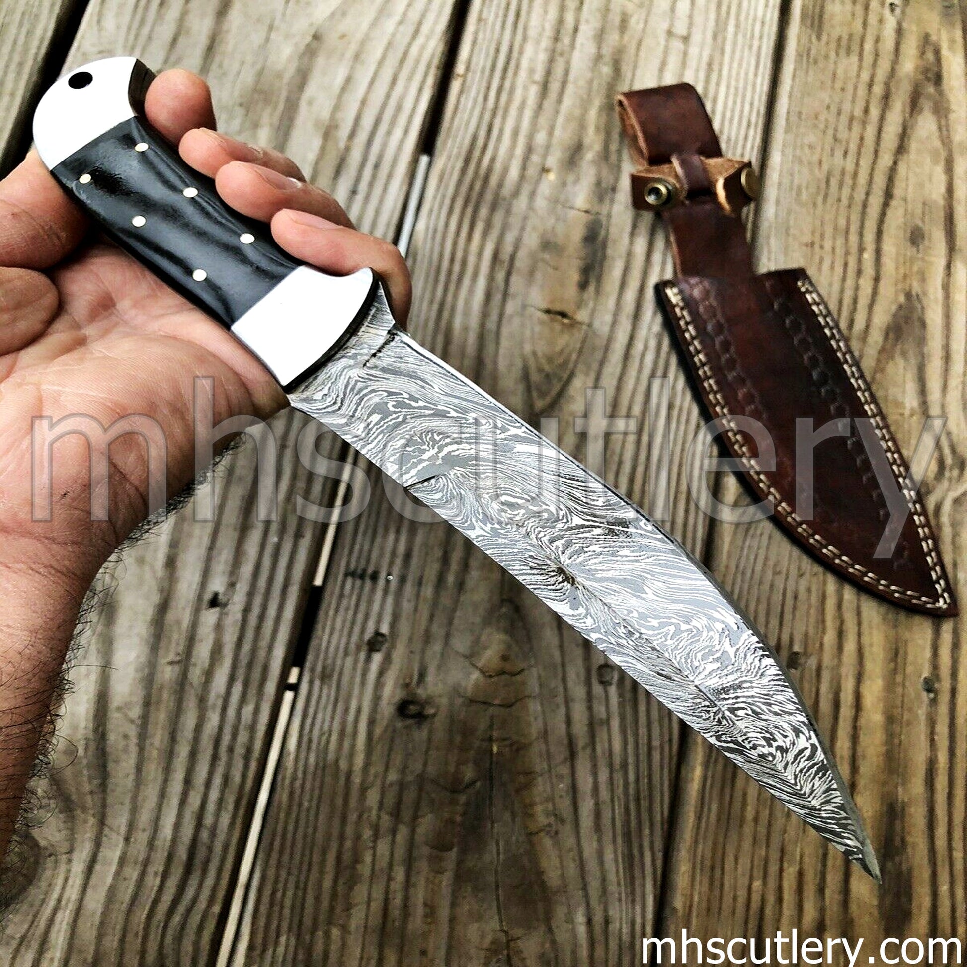 Handmade Damascus Steel Fishing Hunter Knife | mhscutlery