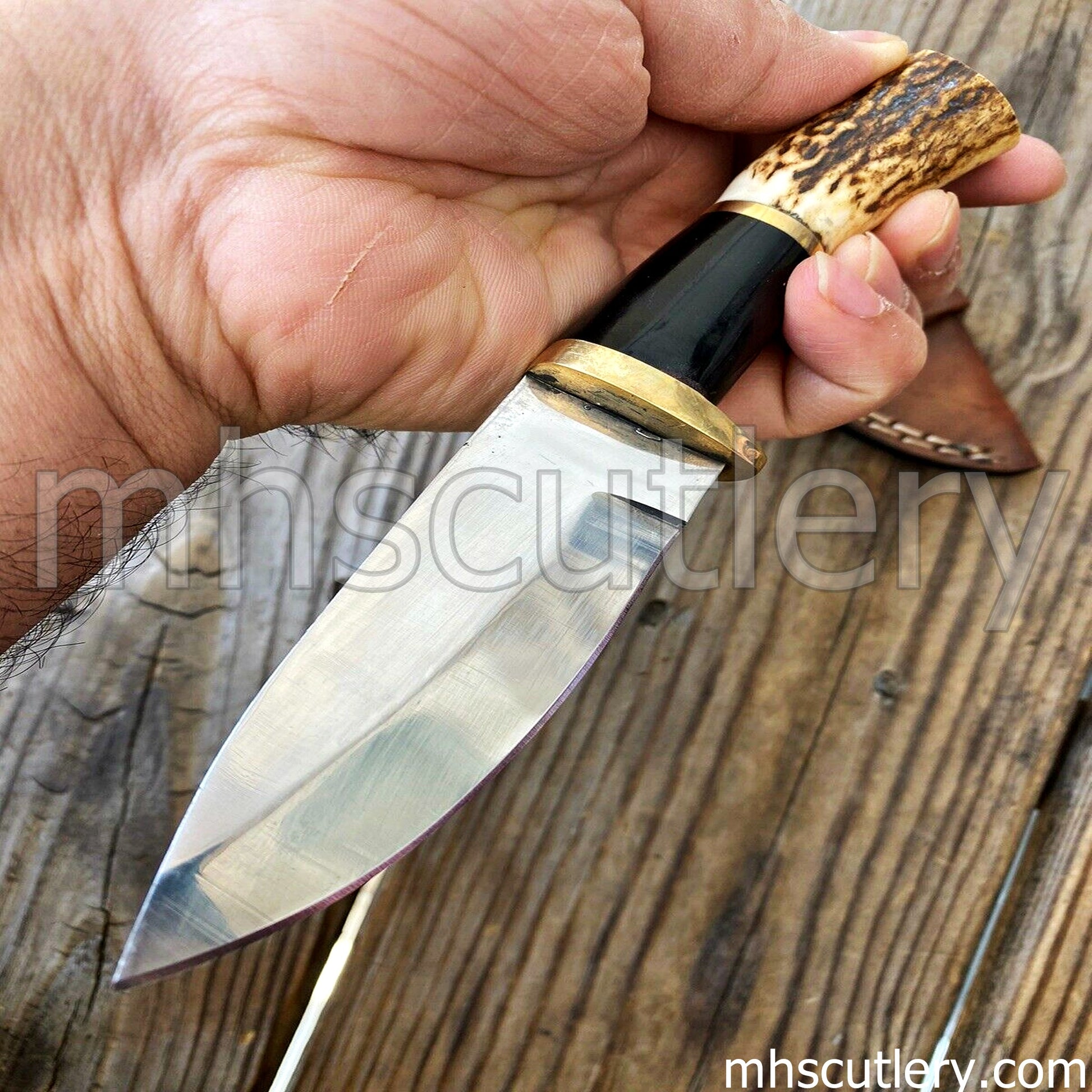 Hand Forged D2 Steel Hunting Knife / Antler Handle | mhscutlery